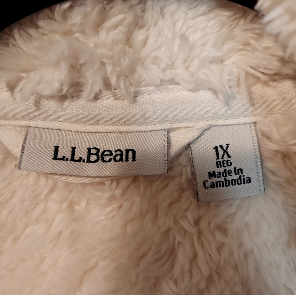 L.L. Bean 1912 Fleece Lined Cardigan Size 1X Oatmeal Heather - Picture 5 of 6